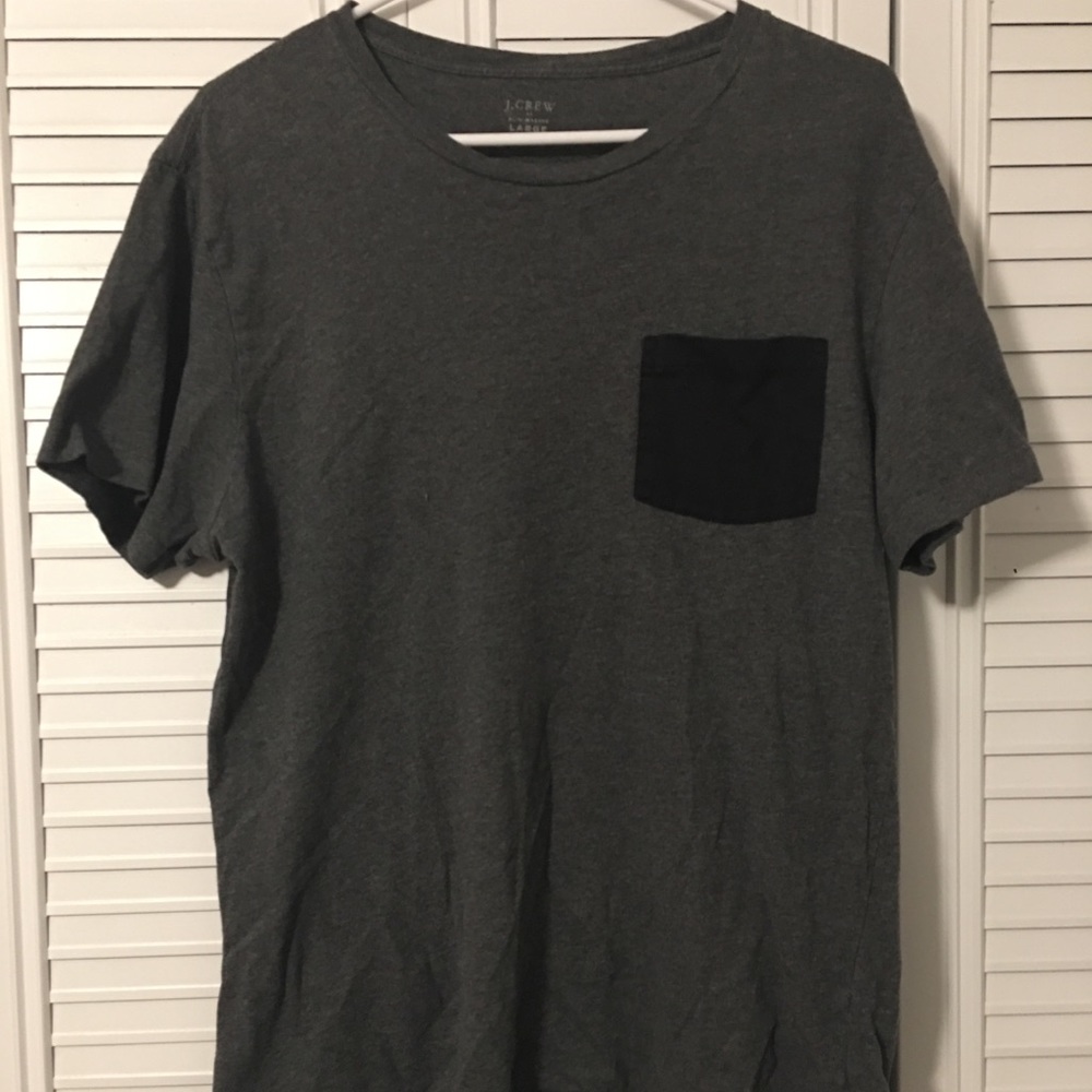 J Crew Gray and Black Pocket Tee